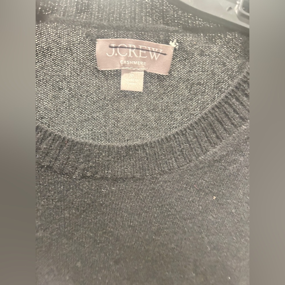 J. Crew Cashmere Shrunken Crewneck Sweater Long Sleeve Black BG654 XL- SEE PICS - Picture 10 of 11
